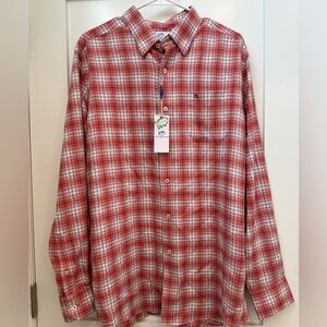 Southern Tide Red and White Plaid Men's Shirt